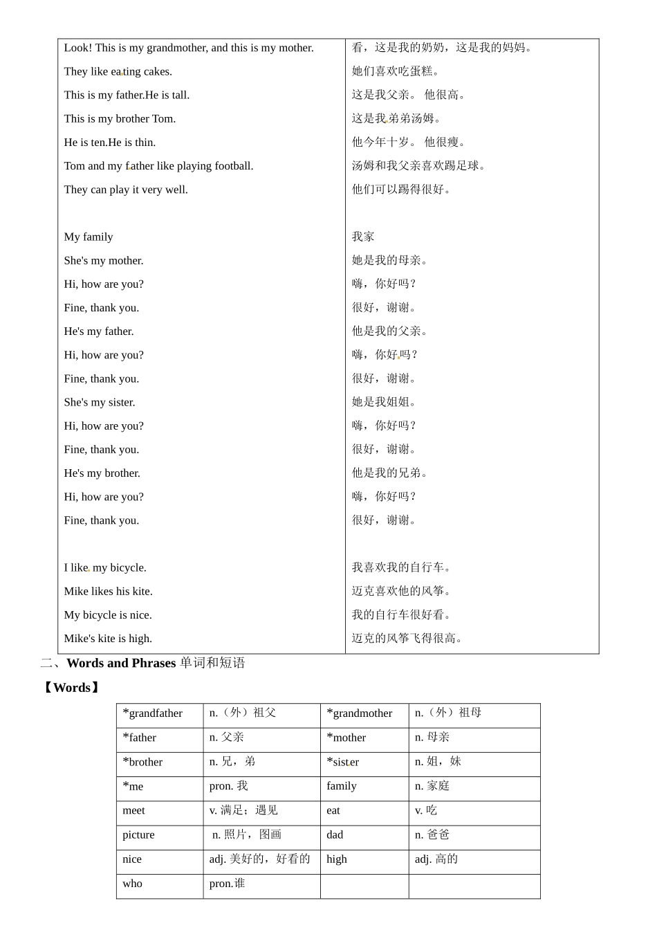 三年级上册英语辅导及作业-m2 unit 2 my family a∣牛津上海版（一起）含答案.doc_第2页