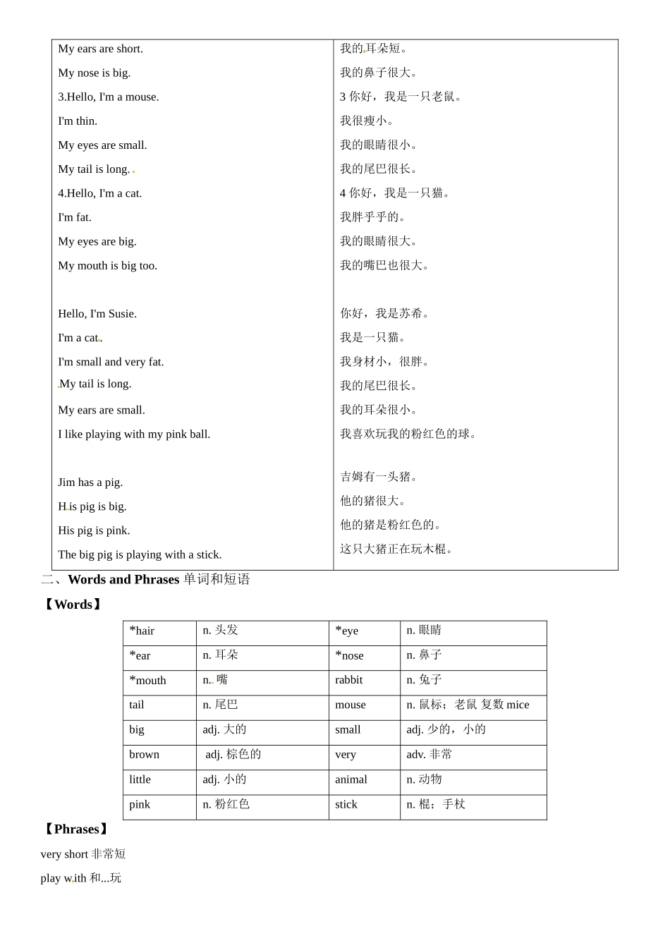 三年级上册英语辅导及作业-m2 unit 3 about me a∣牛津上海版（一起）含答案.doc_第2页