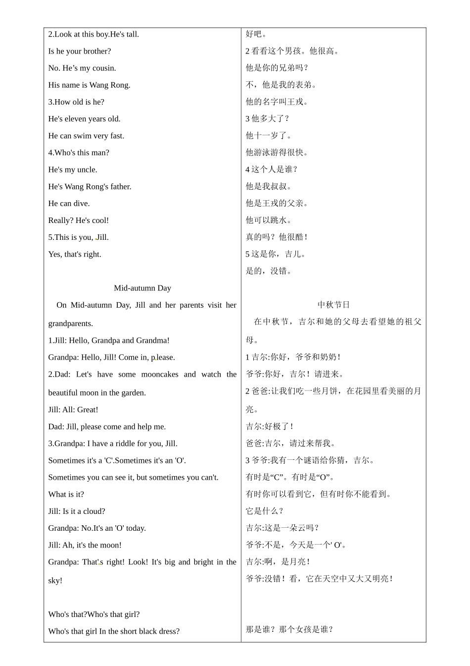 四年级上册英语辅导及作业-m2 unit 1 jill's family a∣牛津上海版（一起）（含答案）.doc_第2页