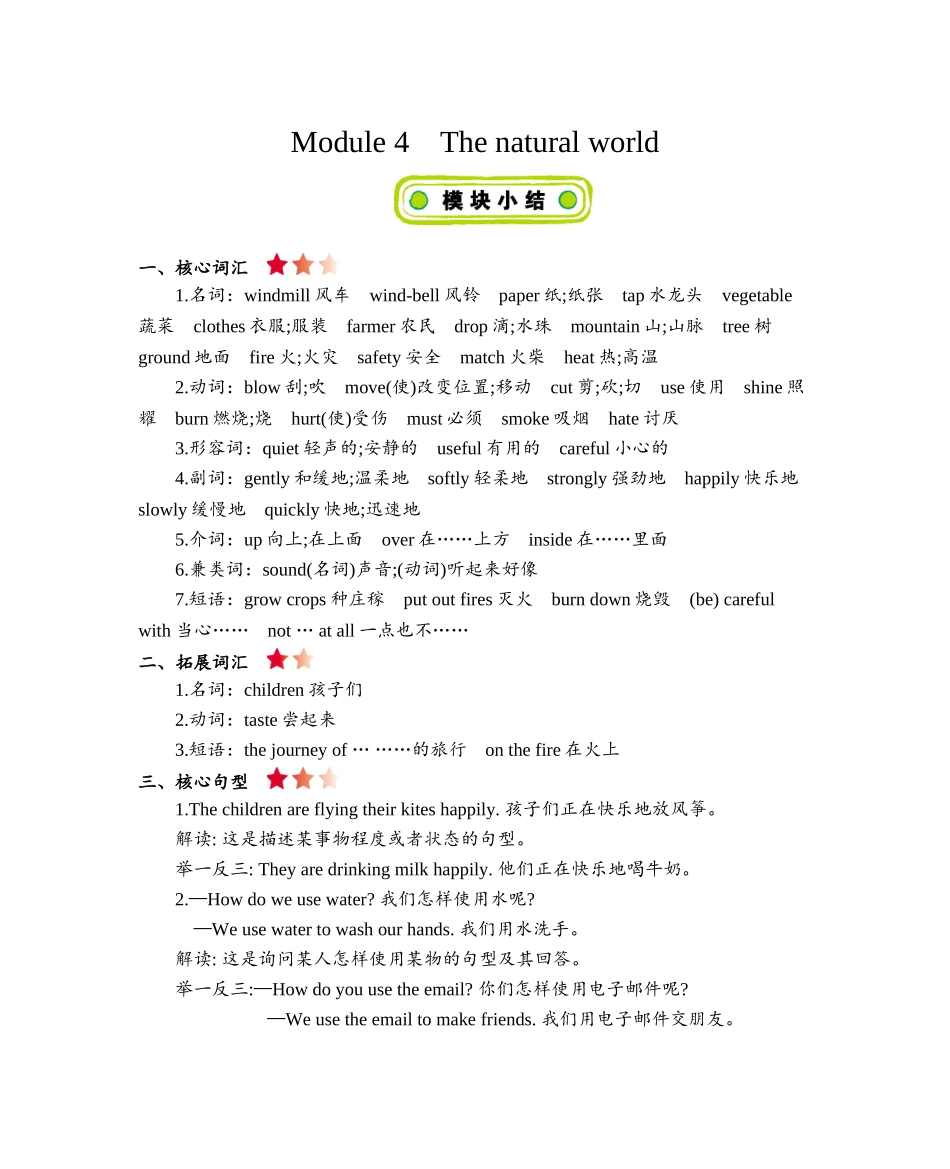 五年级上册英语素材-Module 4 The natural world知识清单牛津上海版（三起）.doc_第1页