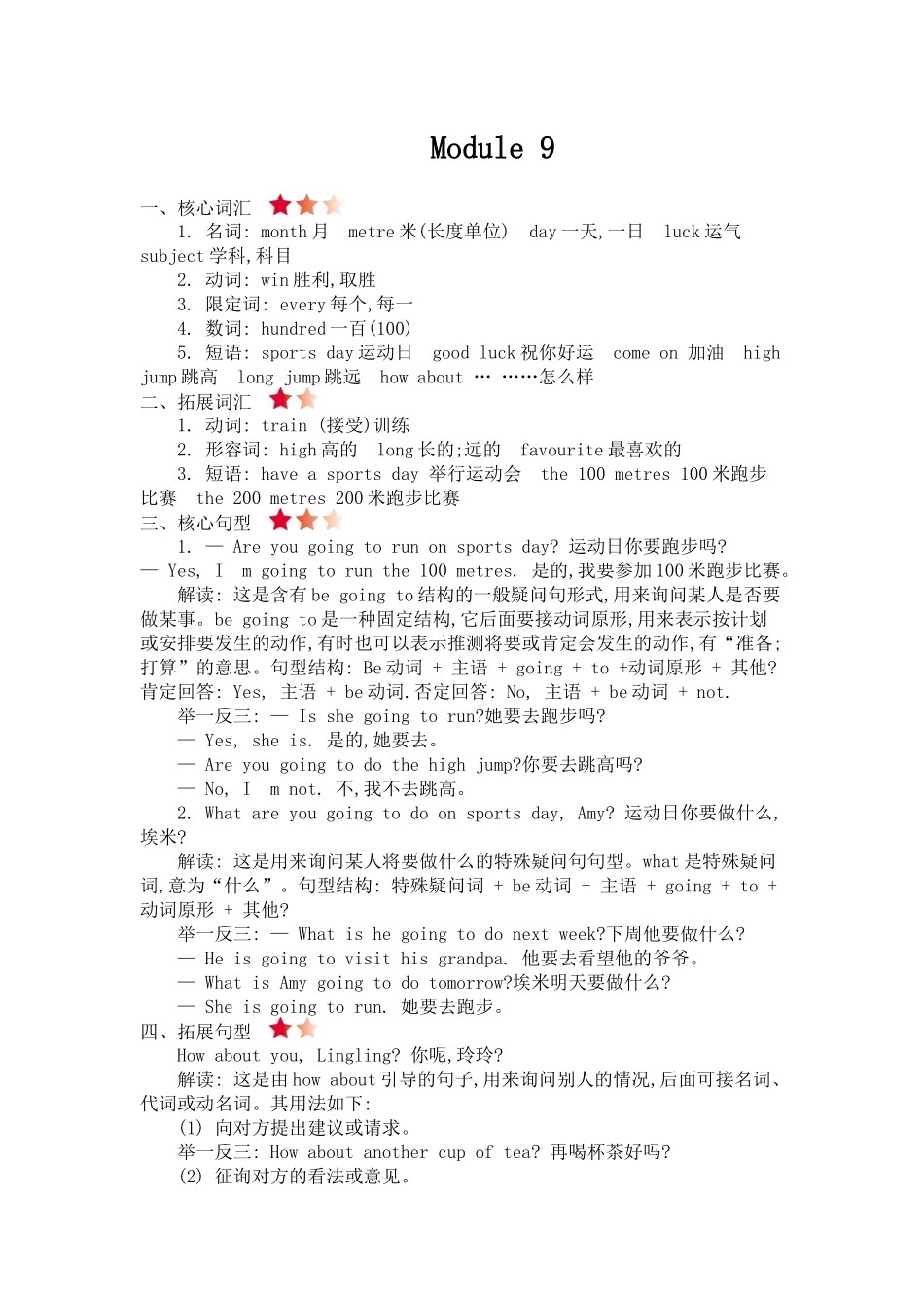 外研四上 Module 9 知识清单.docx_第1页