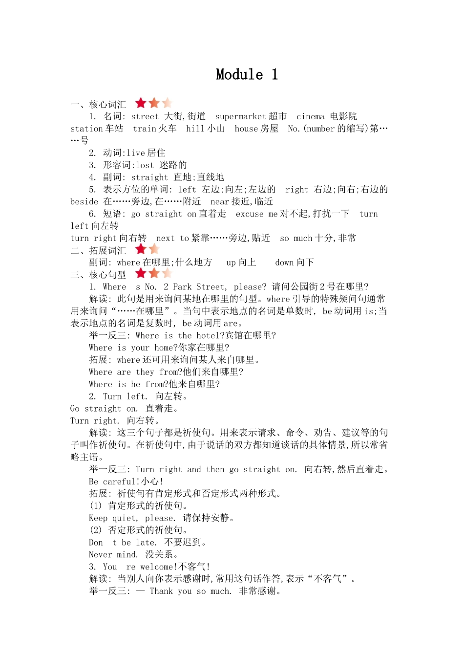 外研四上 Module 1 知识清单.docx_第1页