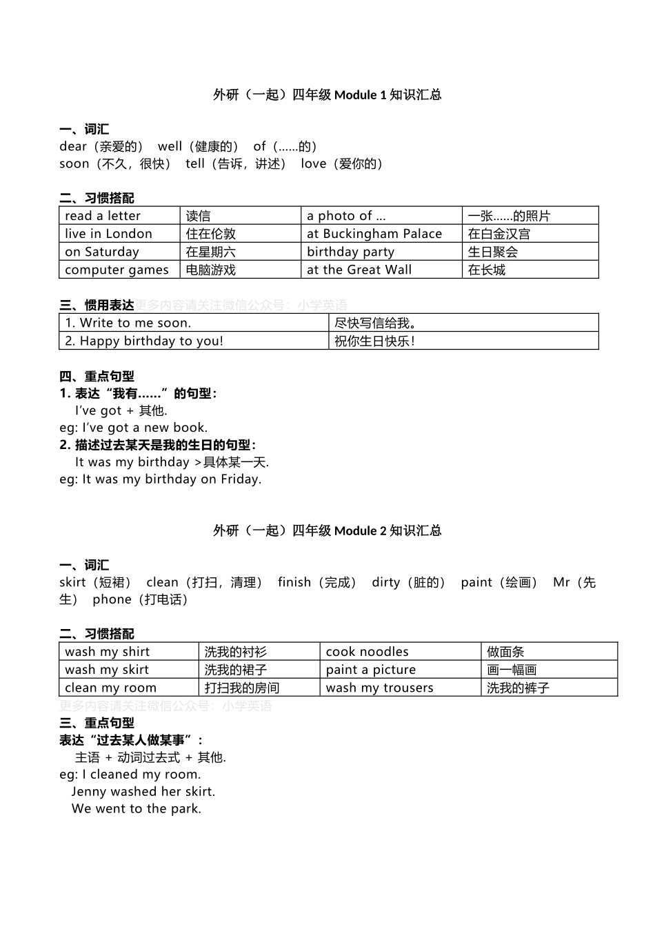 外研版（一起点）小学英语四年级上册知识点汇总.docx_第1页