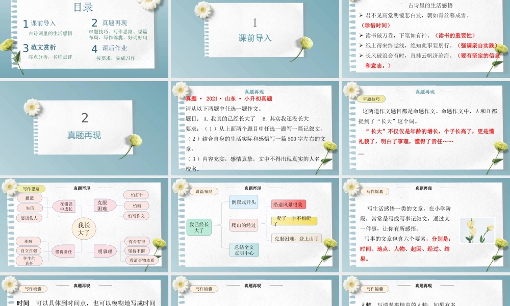 主题：生活感悟-2023-2024学年六年级语文作文主题课件（统编版）.pptx