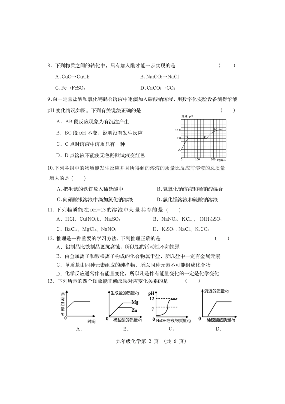 2021年河南省邓州市中招第一次模拟考试化学试题（PDF不可编辑）(1).pdf_第2页