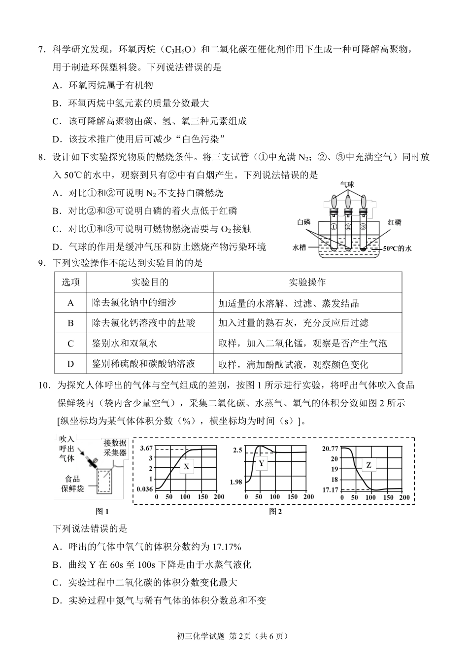 2021年泉州市初中学业质量检查化学试题.pdf_第2页