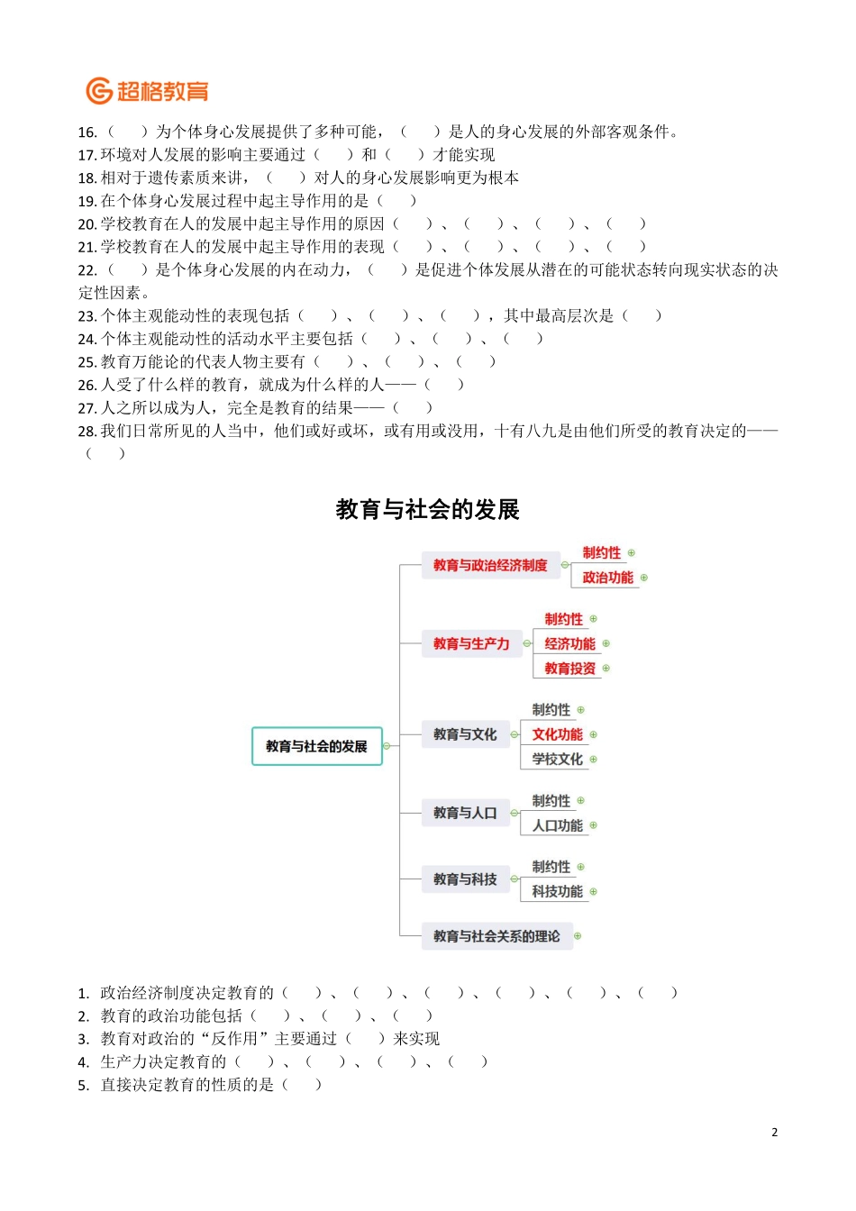 【05】教育学冲刺2教育的基本规律—学生与教师填空版.pdf_第2页