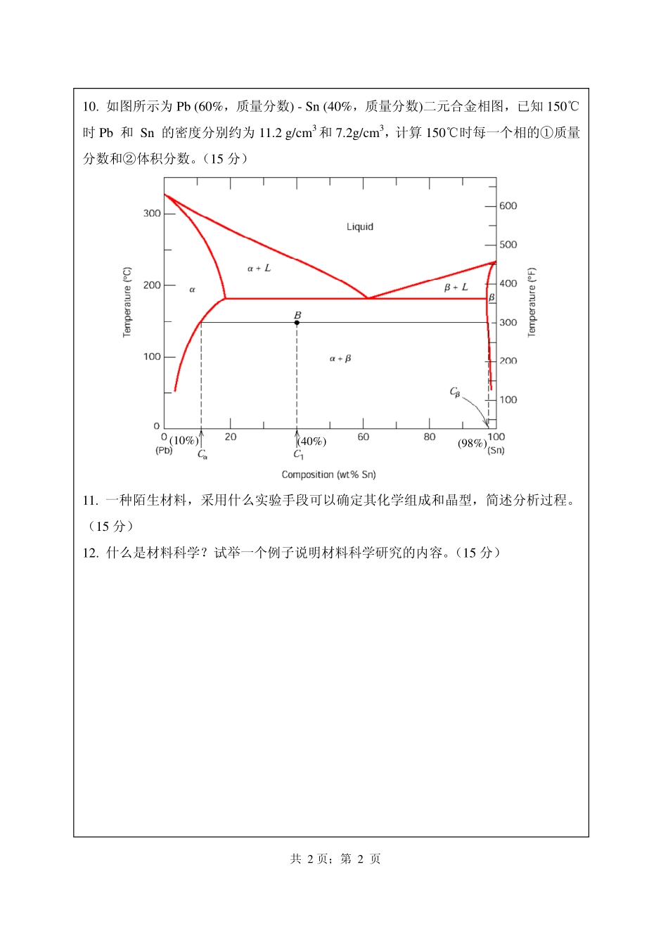武汉纺织大学2015年841 材料科学基础.pdf_第2页