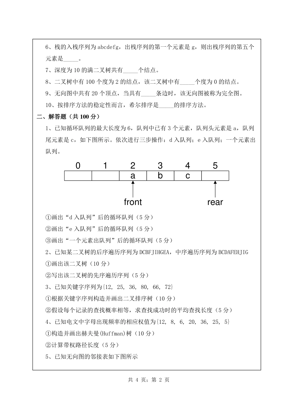 武汉纺织大学2017年848数据结构.pdf_第2页