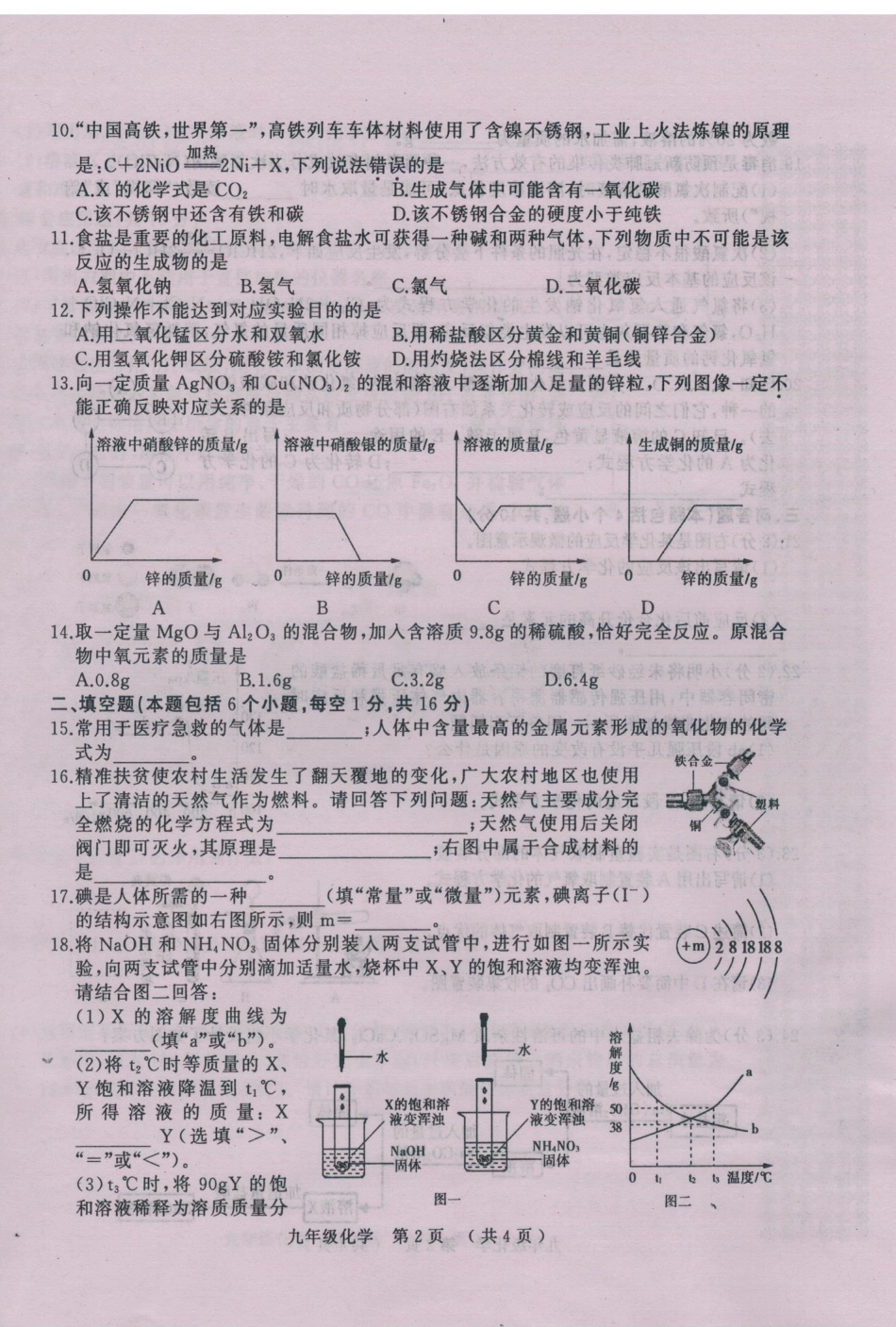 预约河南省驻马店市汝南县2020-2021学年九年级下学期第二次质检化学试题（PDF版含答案）.pdf_第2页