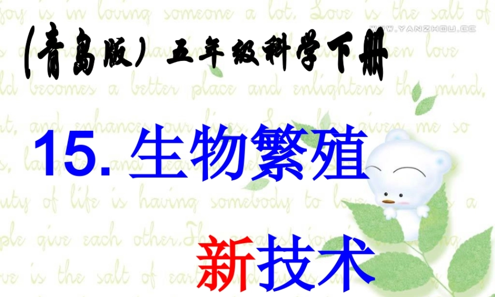 青岛小学科学五下《15.生物繁殖新技术》PPT课件 (1)【加微信公众号 jiaoxuewuyou 九折优惠 qq 1119139686】.ppt