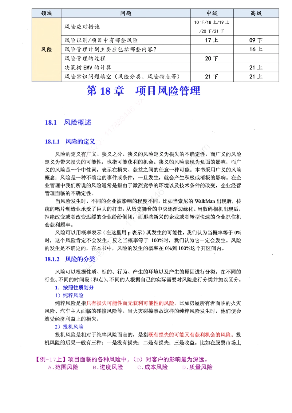 22-1【第18章】项目风险管理官方教材划重点【柯基资源网www.fjha.net】.pdf_第1页
