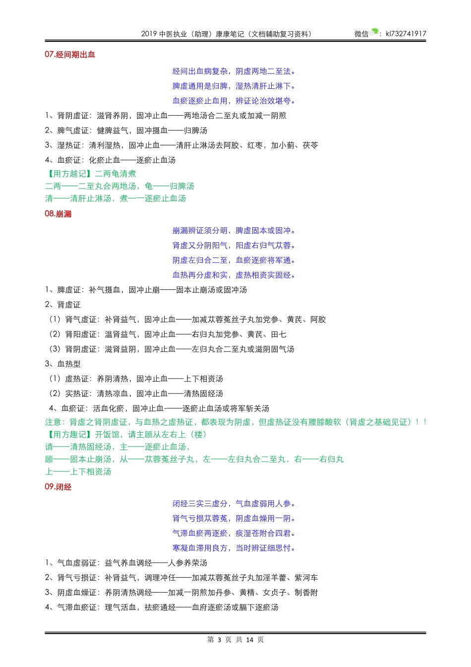 2019中医执业（助理）妇科病证方及歌诀速记.pdf_第3页