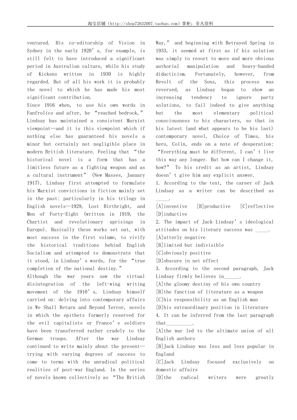 2英语专项：求职英语练习题5（11页）可直接打印.doc_第2页