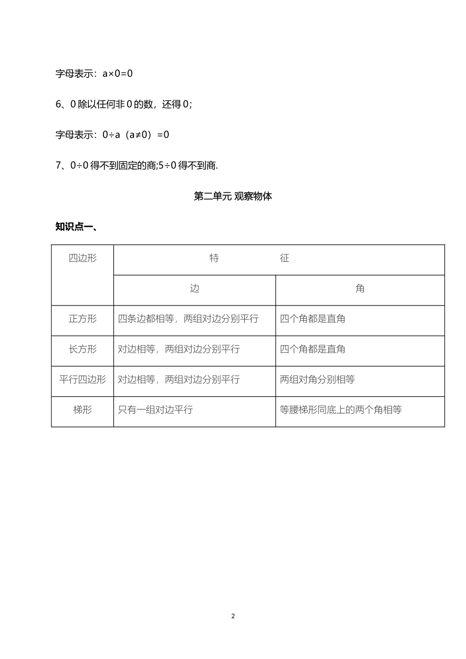 北师大小学数学3上 单元知识点归纳总结（15页）.doc_第2页