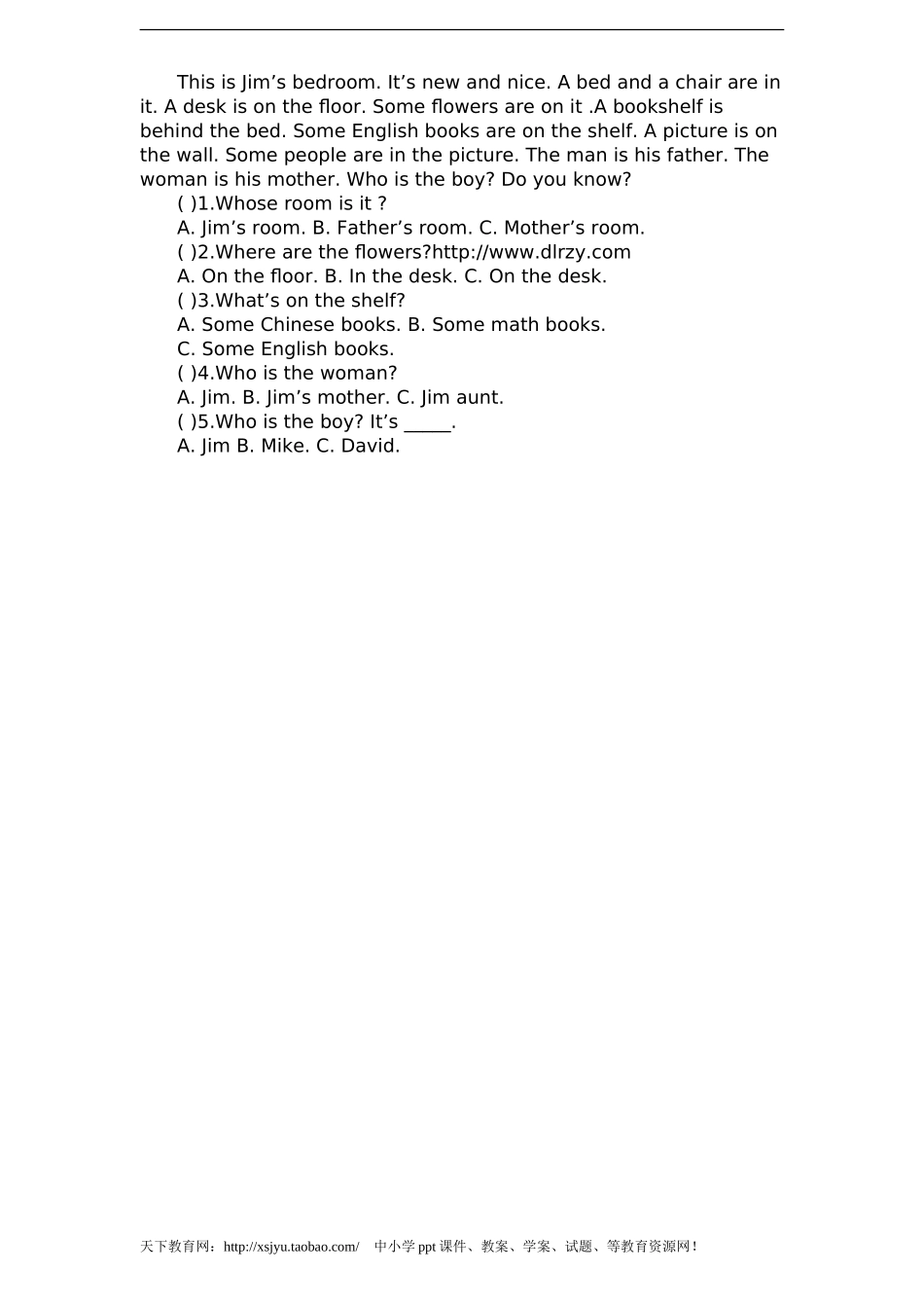 PEP版4年级英语上册：期末检测题（有答案） (2).doc_第3页