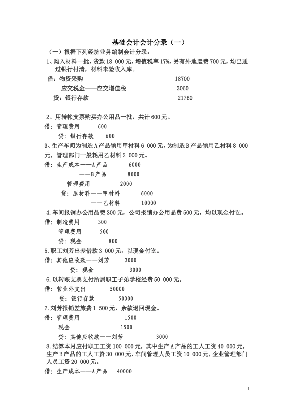 分录练习题及答案.doc_第1页