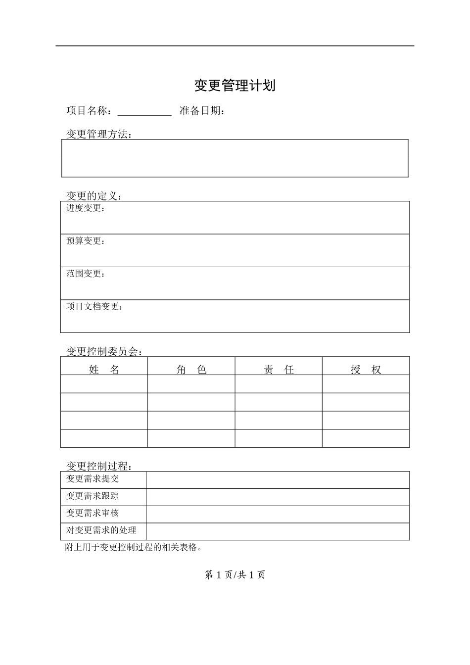 规划过程组--变更管理计划.doc_第1页
