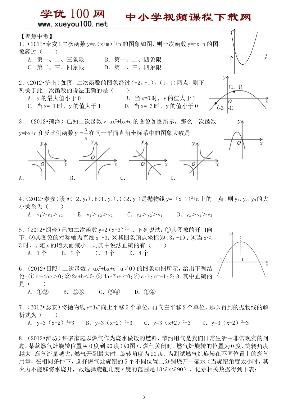 二次函数的图象和性质(含详细参考答案10页).doc_第3页