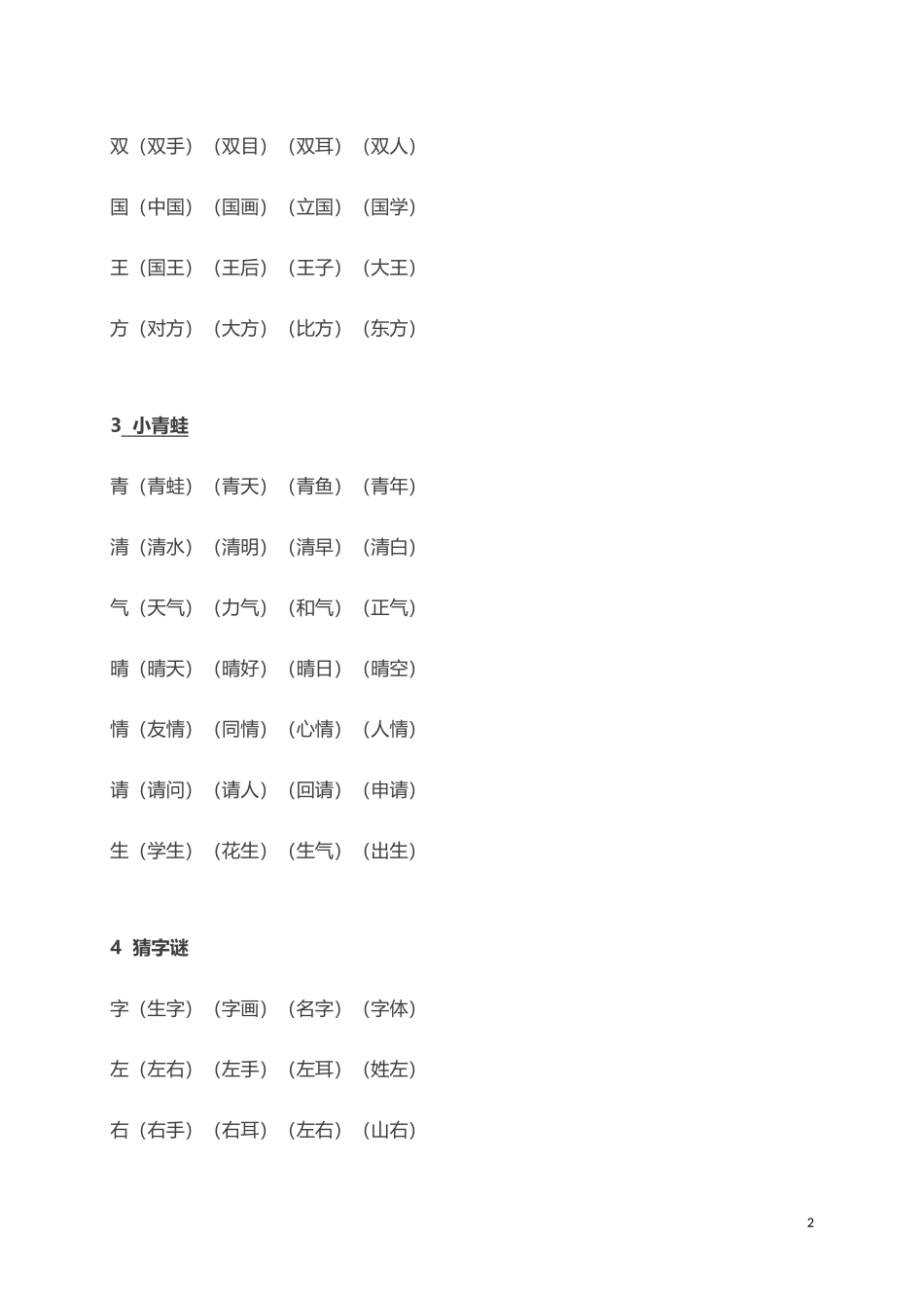 人教小学语文1下 单元知识点归纳总结（33页）.doc_第2页