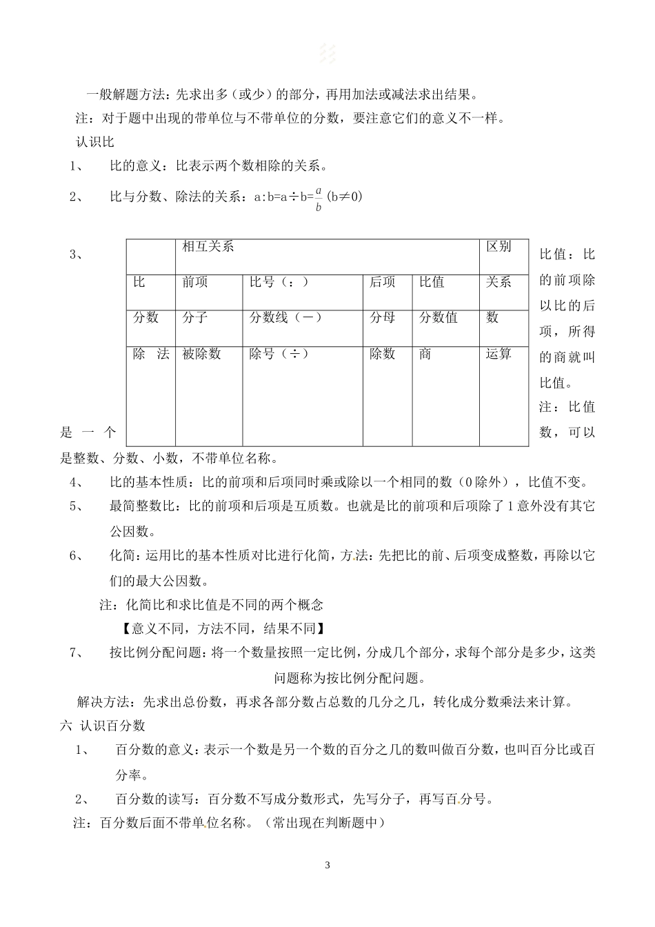 六年级上册数学期末复习期末知识点归纳（4页）.doc_第3页