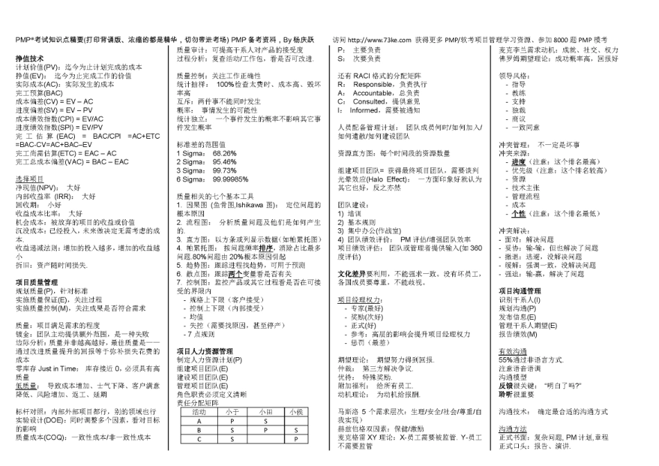 最新PMP考试知识点精要(打印背诵版3页)(1).pdf_第2页