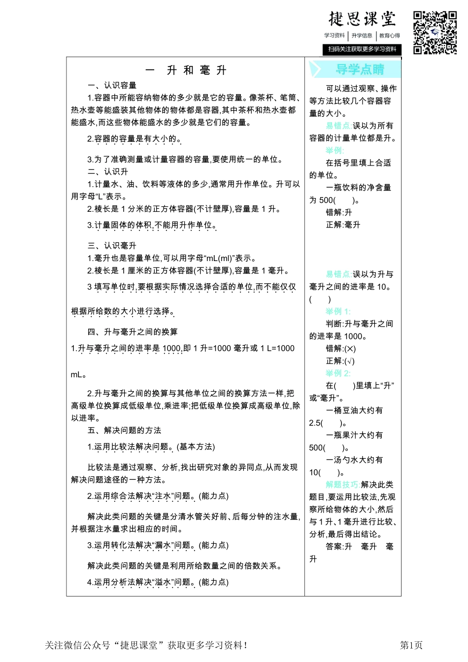 四年级上册数学苏教版知识要点.pdf_第1页