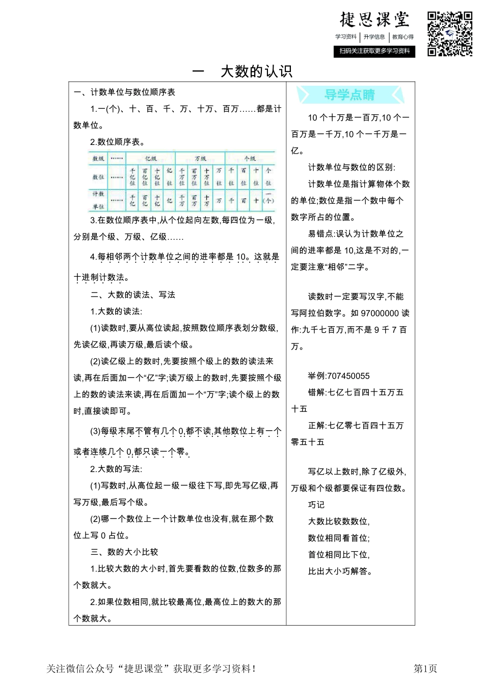 一年级上册数学北京课改版知识要点.pdf_第1页