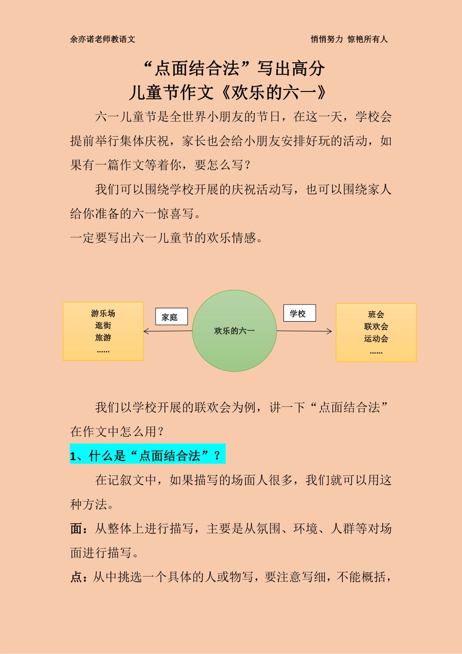 35课：点面结合法写儿童节作文《欢乐的六.pdf_第1页