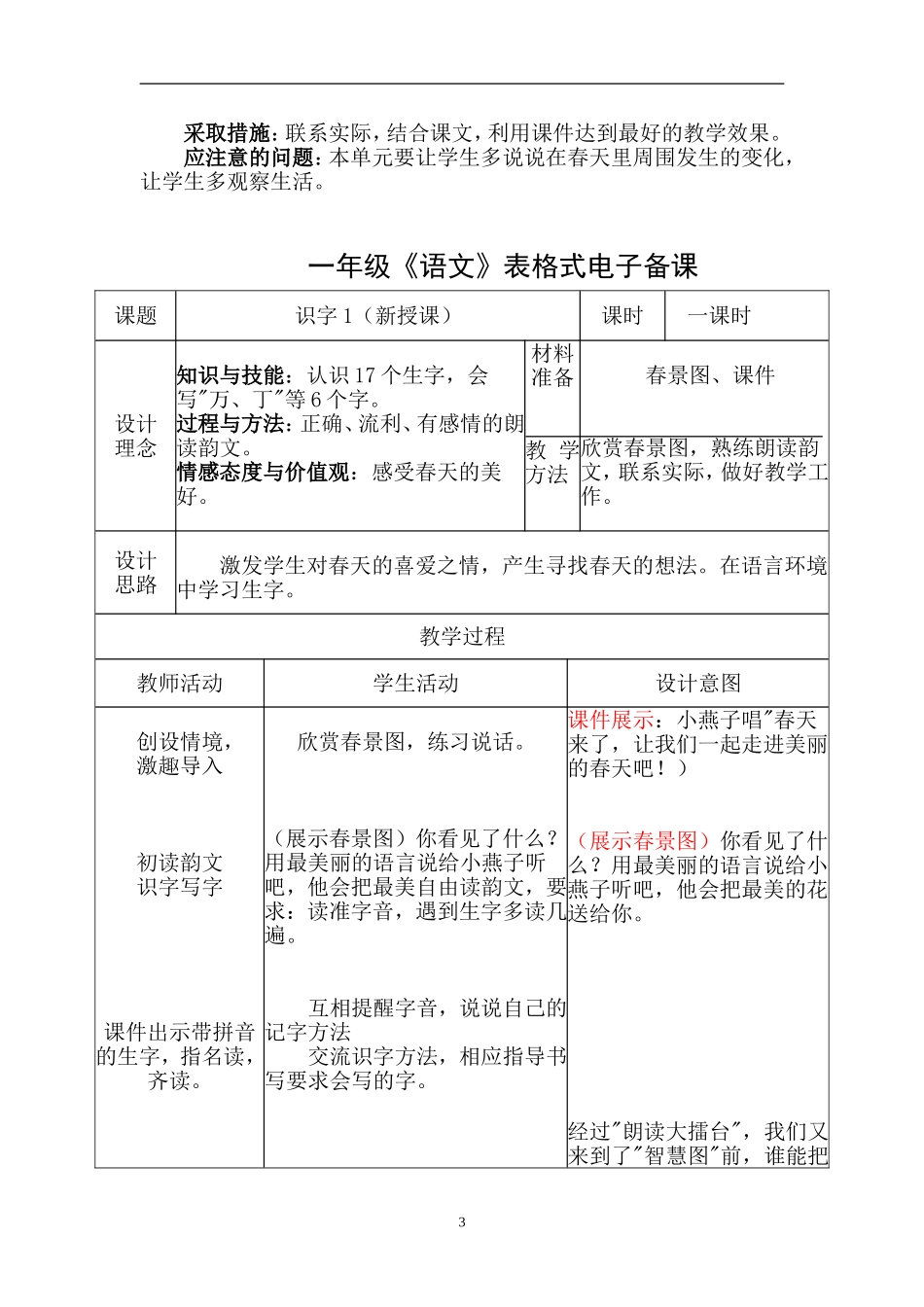 （主版）人教版小学语文一年级下册教案及反思（187页）.doc_第3页