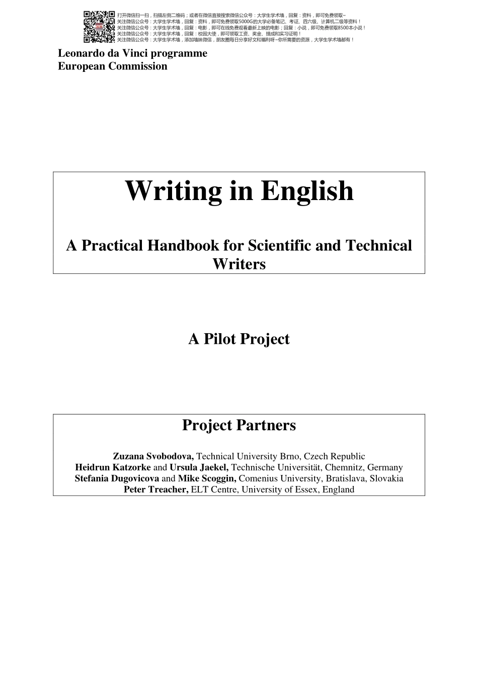 Writing In English, A Practical Handbook for Scientific and Technical Writers (2000).pdf_第1页