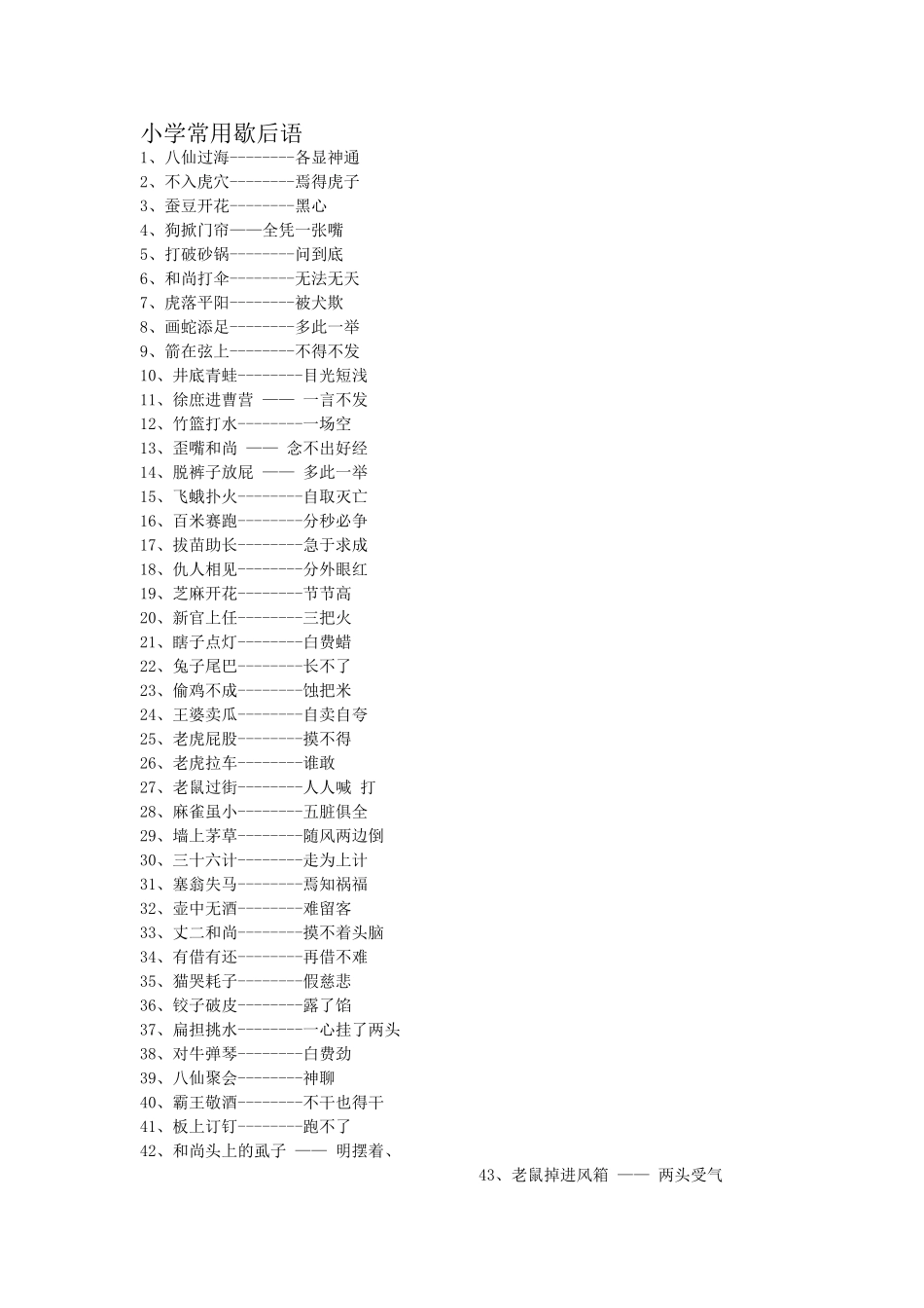 小学常用歇后语.doc_第1页