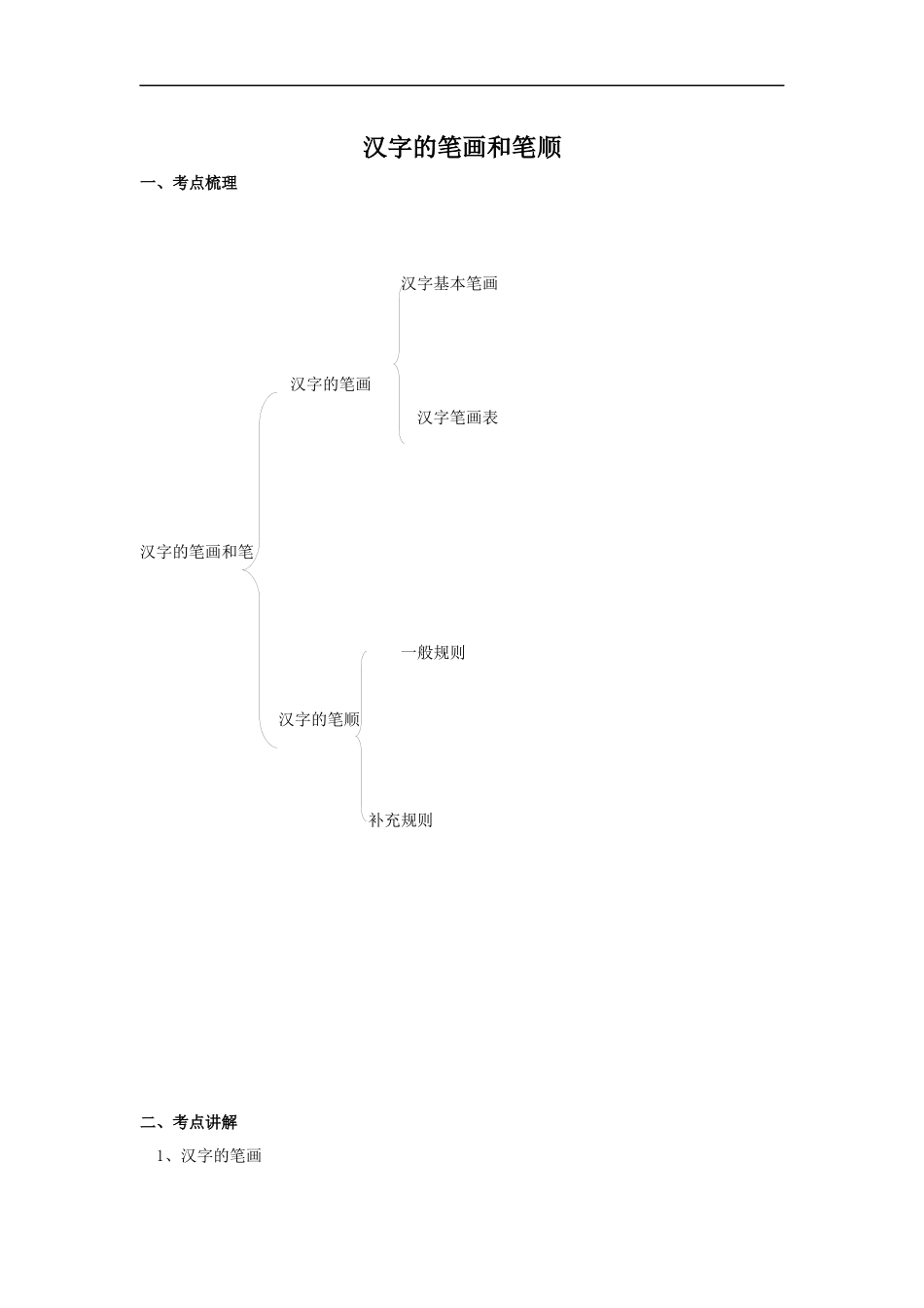 小升初语文知识点讲解及训练——汉字的笔画和笔顺.docx_第1页