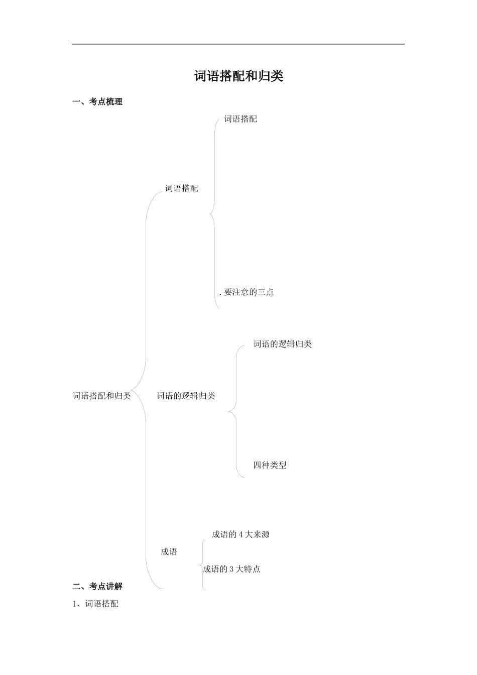 小升初语文知识点讲解及训练——词语搭配和归类.docx_第1页