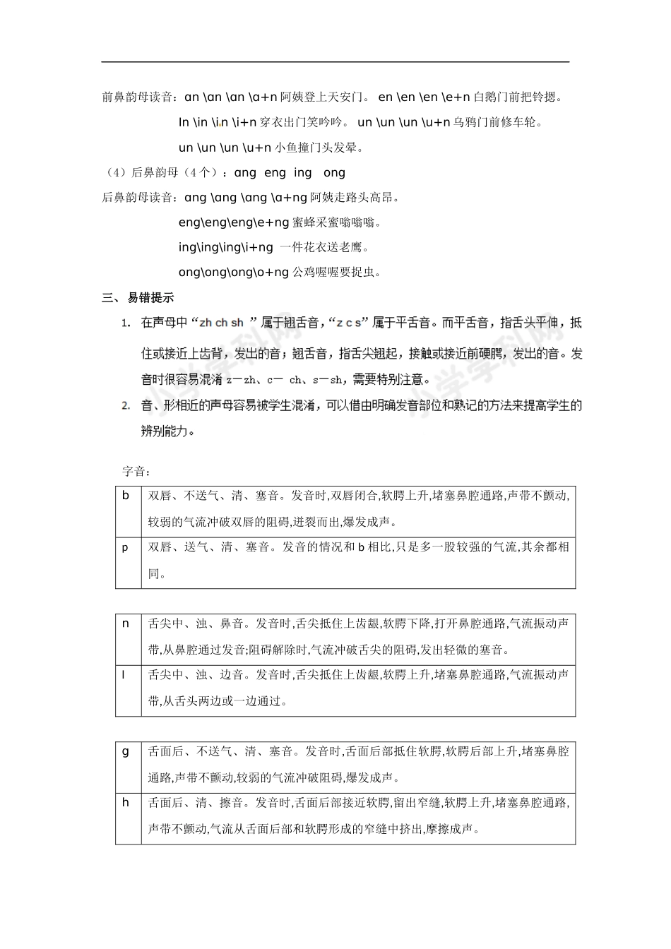 小升初语文知识点讲解及训练——声母和韵母.docx_第3页