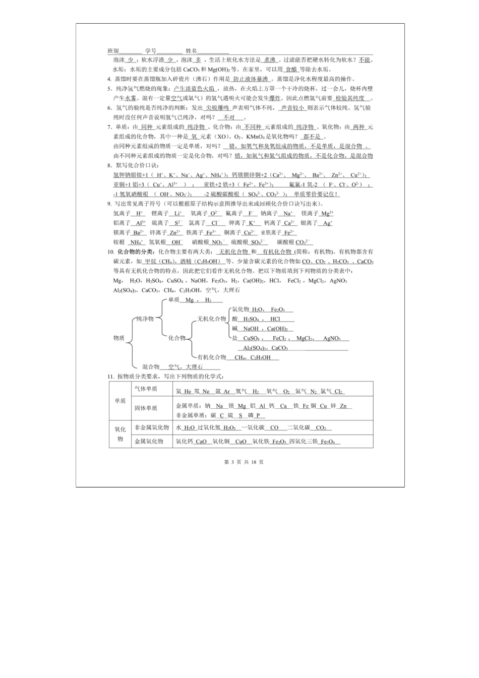 初中化学各单元期末复习提纲照着背高分不愁！.pdf_第3页
