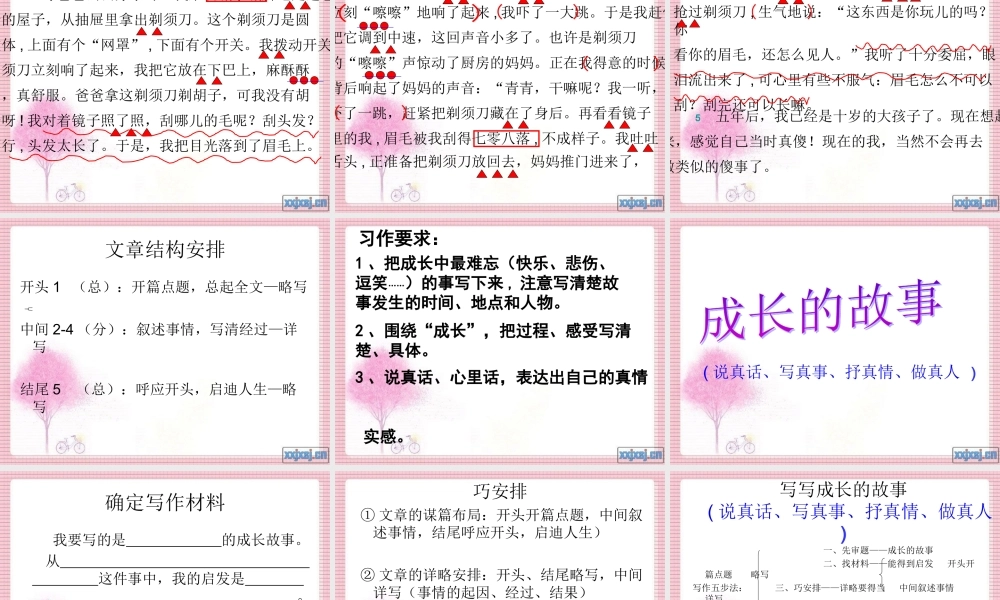《成长的故事》四年级作文（猪猪喜羊羊）.ppt