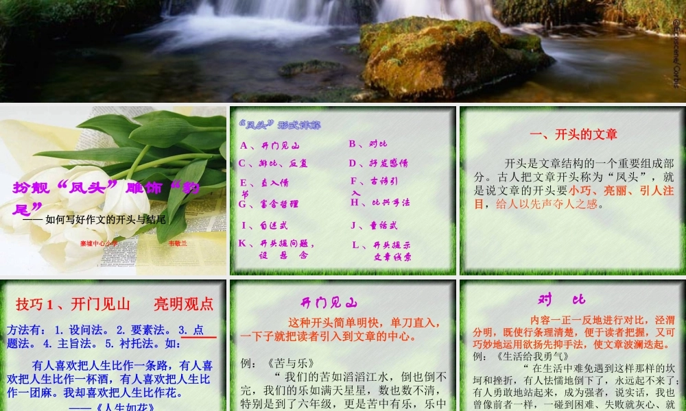 六年级下册《如何写好作文开头和结尾》（猪猪喜羊羊）.ppt