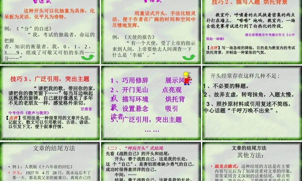 六年级下册《如何写好作文开头和结尾》（猪猪喜羊羊）.ppt