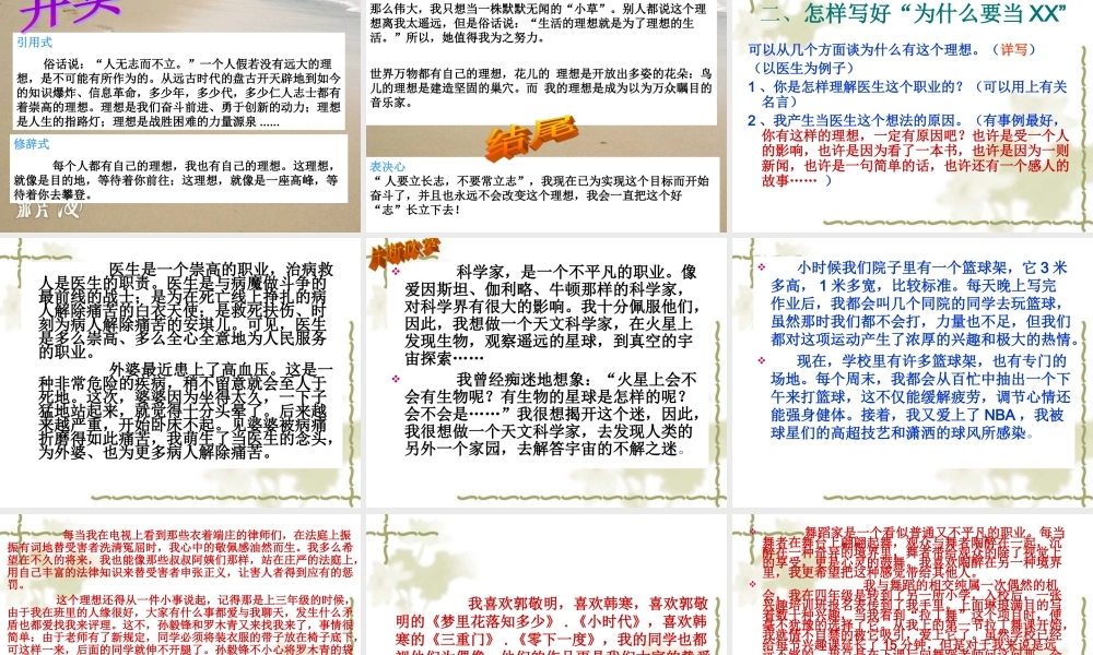 六年级下册三单元作文《我的理想》（猪猪喜羊羊）.ppt