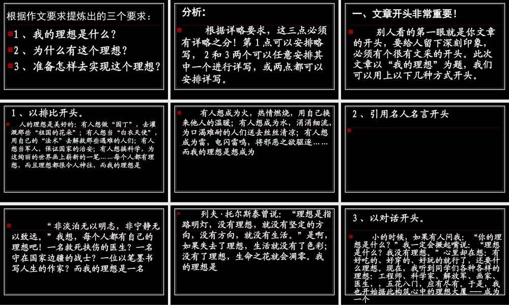 六年级作文：理想——作文指导（猪猪喜羊羊）.ppt