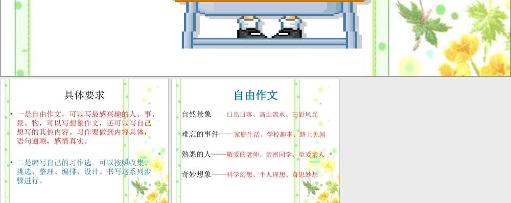 人教版六年级下册第五单元作文课件____自由作文（猪猪喜羊羊）.ppt