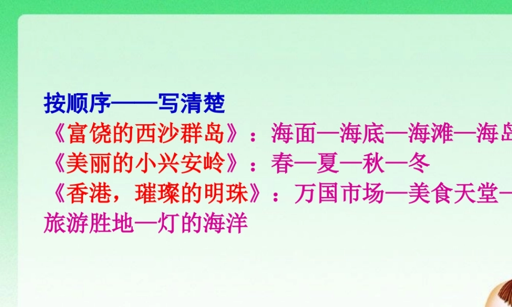 三年级上册第六单元 介绍自己去过的地方（写风景） 5（猪猪喜羊羊）.ppt