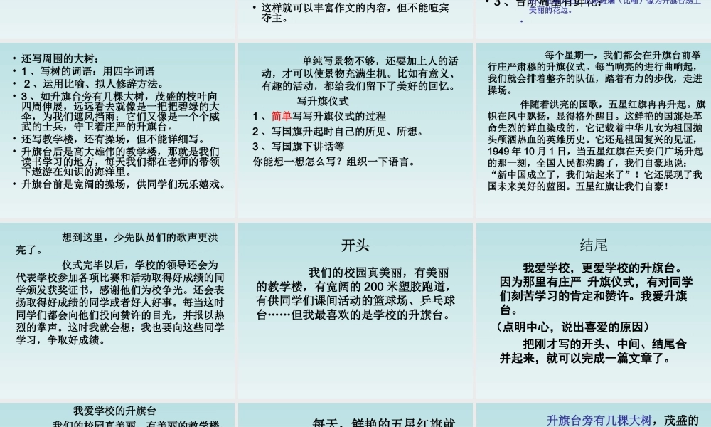 四年级下册第一单元作文指导(校园一角)（猪猪喜羊羊）.ppt
