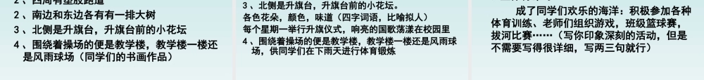 四年级下册第一单元作文指导(校园一角)（猪猪喜羊羊）.ppt