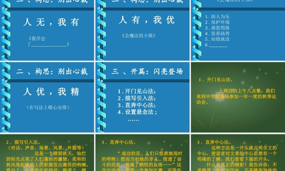 四年级作文讲座（猪猪喜羊羊）.ppt