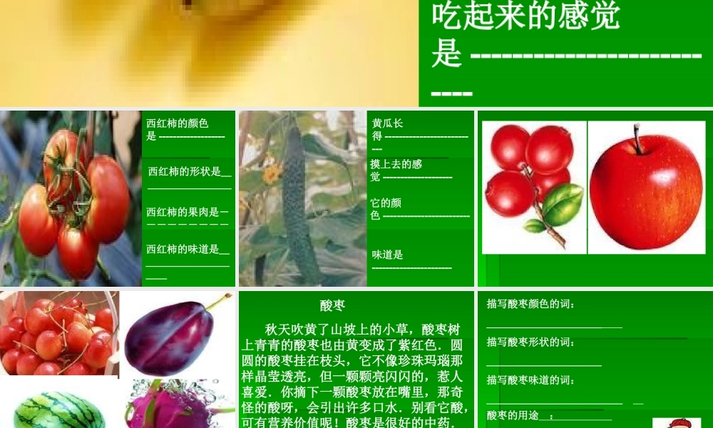 一年级作文物体的颜色形状（猪猪喜羊羊）.ppt