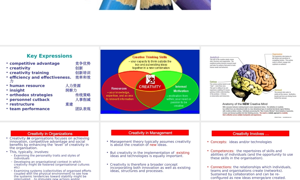 Unit Eleven Management Creativity n.ppt