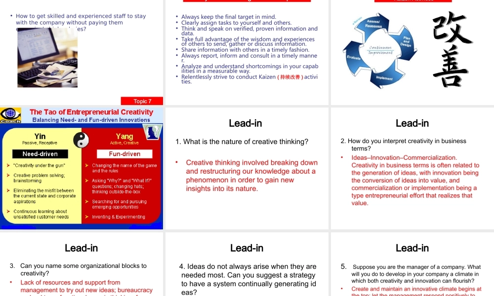 Unit Eleven Management Creativity n.ppt