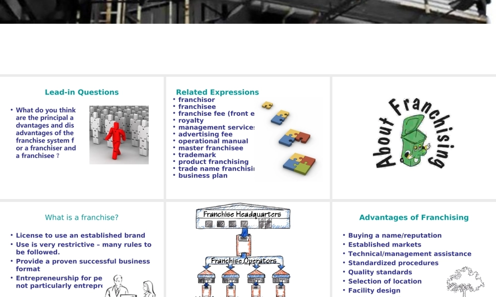 Unit Fourteen Franchising2011.ppt